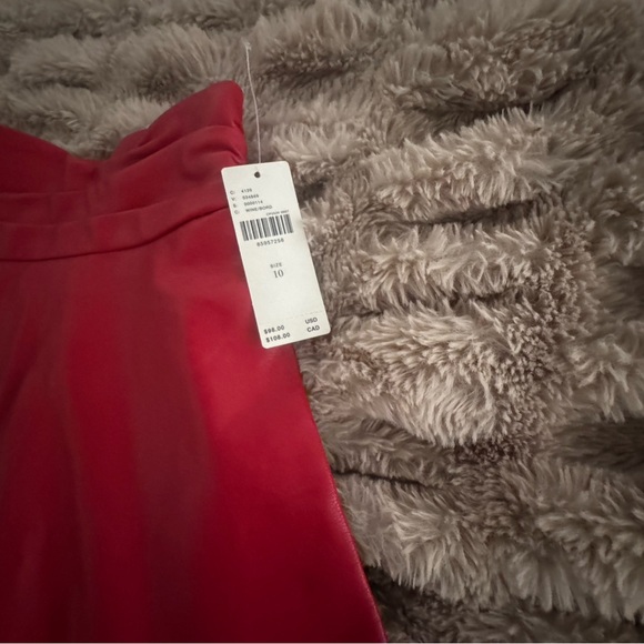 Anthropologie Maeve Red Leather Circle Skirt - Picture 4 of 5
